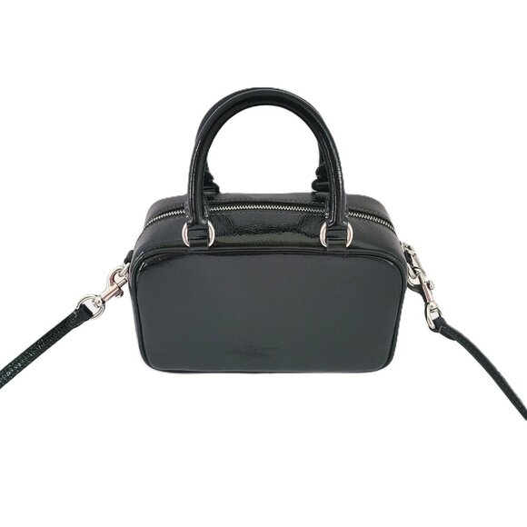 Coach CW190 Satchel Crossbody Crinkled Patent Leather Black Small Handbag - Picture 4 of 7